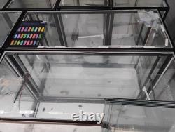 Glass Metal Floor Standing Retail Display Case with Shelves, Black Frame