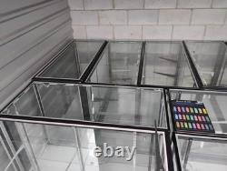 Glass Metal Floor Standing Retail Display Case with Shelves, Black Frame