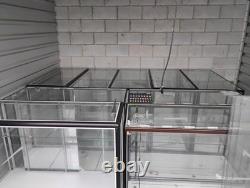 Glass Metal Floor Standing Retail Display Case with Shelves, Black Frame