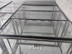 Glass Metal Floor Standing Retail Display Case with Shelves, Black Frame