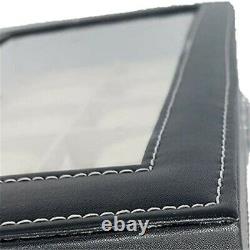 Glass Top 20 Watch Black Leather Box Case Display Organizer Storage Tray for Men