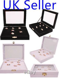Glasses Ring Velvet Jewellery Display Box Cufflinks Storage Tray Case Holder