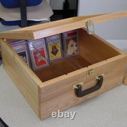 Graded Trading Card Display Case 165+ PSA Slabs USA Sport Oak Wood Storage Box