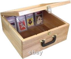 Graded Trading Card Display Case 165+ PSA Slabs USA Sport Oak Wood Storage Box