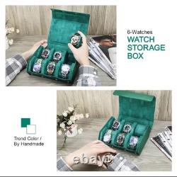 Green Genuine Leather Hexagon Watch Roll 2/3/4/6/8 Slot Storage Display Case
