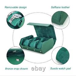 Green Genuine Leather Hexagon Watch Roll 2/3/4/6/8 Slot Storage Display Case