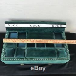 Gucci Store Display Watch Case Green Velvet Gold Bee Drawer Pulls Very Large