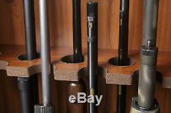 Gun Cabinet Display Case Key Lock Wood Firearms Storage Shotgun Long Rifle Safe