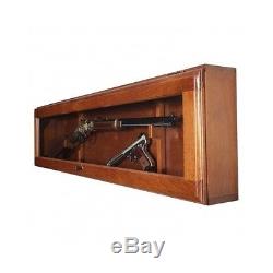 Gun Display Cabinet Mounted Wood Glass Case Lock Locking Rifle Shotgun Storage
