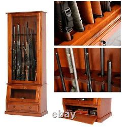 Gun Safe Cabinet 12 Rifles Solid Wood Storage Locker Shotgun Lock Shelf Rack