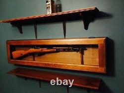 Gun Safe Cabinet Horizontal Rifle Solid Wood Storage Shotgun Lock Shelf USA Rack