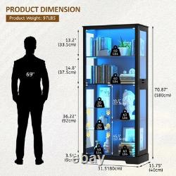 Gurexl 71 Curio Cabinet with Glass Door, 7-Tiers Display Cases for Collectibles