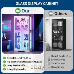 Gurexl 71 Tall Glass Display Cabinet with RGB Lights, 7-Tier Lego Display Case