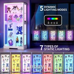 Gurexl 71 Tall Glass Display Cabinet with RGB Lights, 7-Tier Lego Display Case
