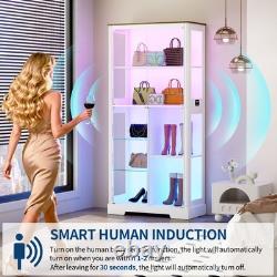 Gurexl 71 Tall Glass Display Cabinet with RGB Lights, 7-Tier Lego Display Case