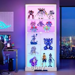 Gurexl 71 Tall Glass Display Cabinet with RGB Lights, 7-Tier Lego Display Case