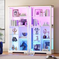 Gurexl 71 Tall Glass Display Cabinet with RGB Lights, 7-Tier Lego Display Case