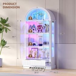 Gurexl 72 Display Cabinet with Glass Doors, 4-Tier Display case with RGB Lights