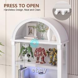 Gurexl 72 Display Cabinet with Glass Doors, 4-Tier Display case with RGB Lights