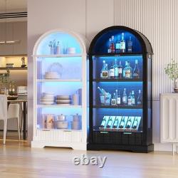 Gurexl 72 Display Cabinet with Glass Doors, 4-Tier Display case with RGB Lights