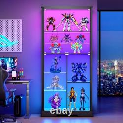 Gurexl Display Cabinet with RGB Lights for Collectibles, 7-Tiers Curio Cabinet
