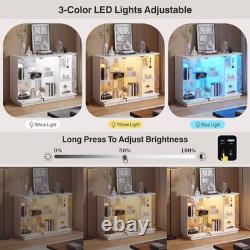 Gurexl Glass Display Cabinet with 3 Color Light- Display Case with Glass Shelves Gurexl Glass Display Cabinet with 3 Color Light- Display Case with Glass Shelves