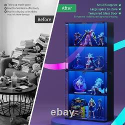 Gurexl Glass Display Cabinet with LED Light, 66 Curio Cabinets for Collectibles
