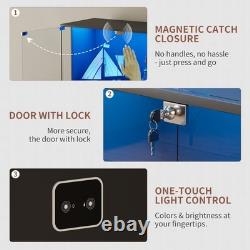 Gurexl Glass Display Cabinet with LED Light, 66 Curio Cabinets for Collectibles