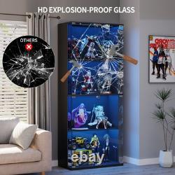 Gurexl Glass Display Cabinet with LED Light, 66 Curio Cabinets for Collectibles