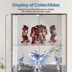 Gurexl Glass Display Cabinet with RGB Lights- 68 Display Case with 4-Tier Shelf