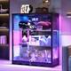 Gurexl Glass Display Cabinet with RGB Lights & Adjustable Shelves for Figures