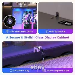 Gurexl Glass Display Cabinet with RGB Lights & Adjustable Shelves for Figures