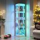 Gurexl Glass Display Cabinet with RGB Lights, Display Case with 4-Tier Shelfs
