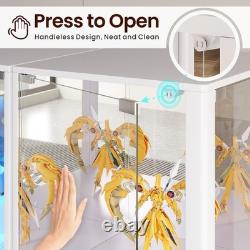 Gurexl Glass Display Cabinet with RGB Lights, Display Case with 4-Tier Shelfs