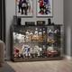 Gurexl Glass Display Cases with Human Sensor and 3 Color Lights for Collectibles