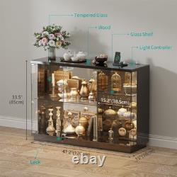 Gurexl Glass Display Cases with Human Sensor and 3 Color Lights for Collectibles