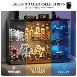 Gurexl Glass Display Cases with Human Sensor and 3 Color Lights for Collectibles