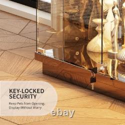 Gurexl Glass Display Cases with Human Sensor and 3 Color Lights for Collectibles