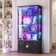 Gurexl RGB Display Cabinet with Adjustable Shelves, Curio Cabinet with RGB Lights