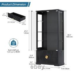 Gurexl RGB Display Cabinet with Adjustable Shelves, Curio Cabinet with RGB Lights