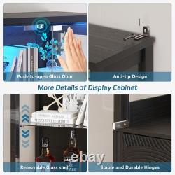 Gurexl RGB Display Cabinet with Adjustable Shelves, Curio Cabinet with RGB Lights