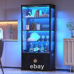 Gurexl RGB Display Cabinet with Adjustable Shelves, Curio Cabinet with RGB Lights