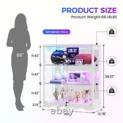 Gurexl RGB Display Curio Cabinet with Glass Doors & Adjustable Shelf for Figures