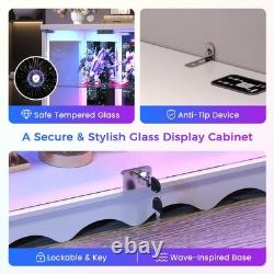 Gurexl RGB Display Curio Cabinet with Glass Doors & Adjustable Shelf for Figures
