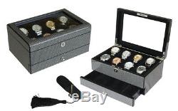Hand Made Carbon Fibre Watch Luxury Case Storage Display Box Jewellery Watches N