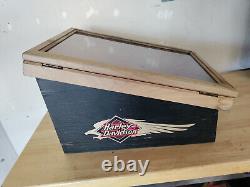 Harley Davidson Knife Jewelry Wood Case Box Glass Store Advertising Display Top