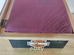 Harley Davidson Knife Jewelry Wood Case Box Glass Store Advertising Display Top