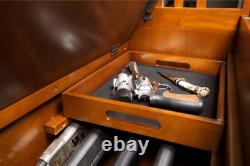 Heavy Duty Wood 5 Gun Solid Storage Bench Locking Chest Concealment Compartment