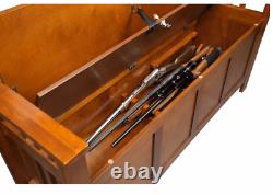 Heavy Duty Wood 5 Gun Solid Storage Bench Locking Chest Concealment Compartment