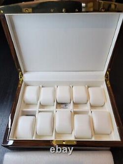 High Quality VOLTA Ebony Wood 10 Watch Display Case / Storage Box White Interior